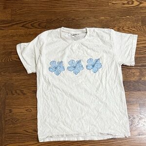Tilly's White Tee with Blue Floral Accents